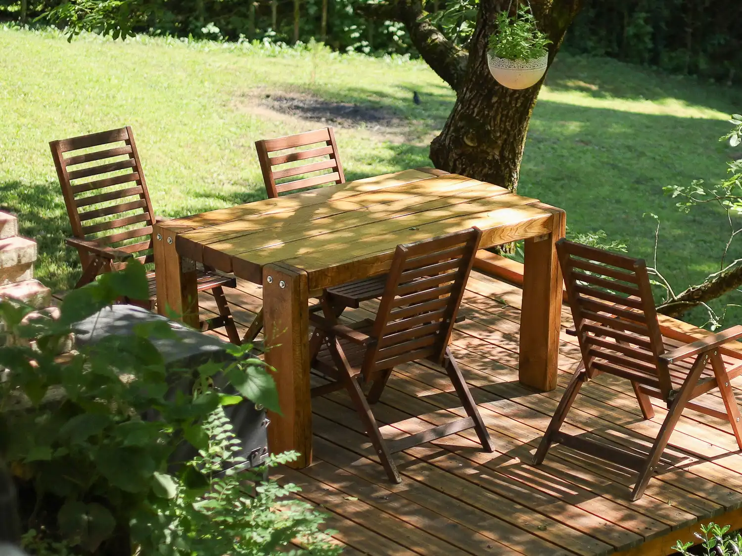 Oak table on terrace