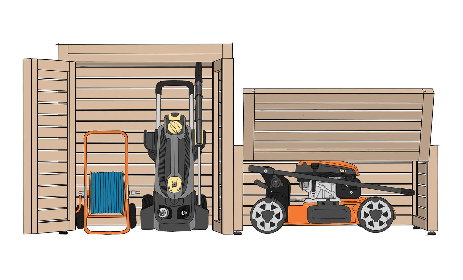 Garden cabinets with equipment