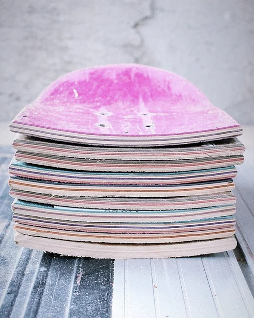 Stacked skateboards