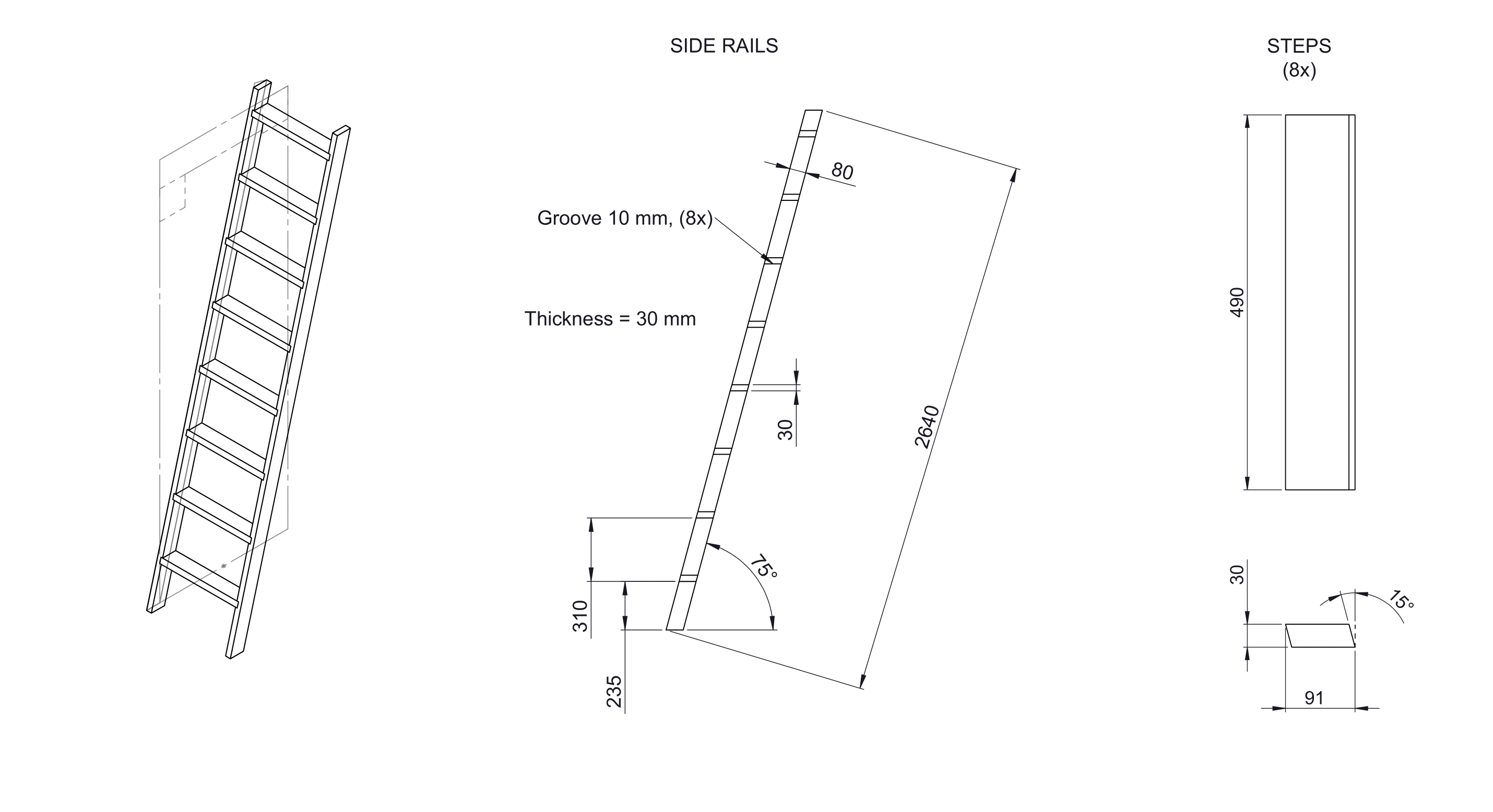 Ladder technical drawing